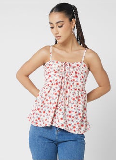 Floral Cami Top with Tie Up Detail