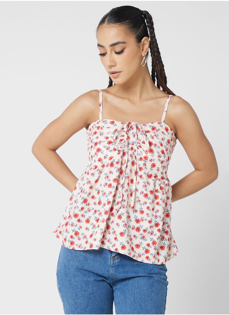 Ginger - Floral Cami Top with Tie Up Detail - Image 1