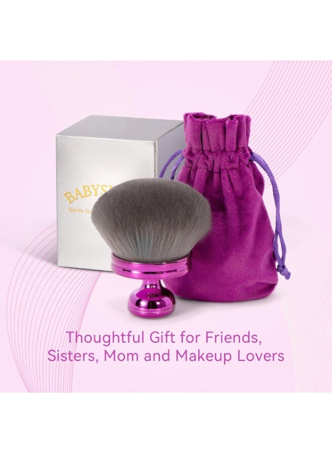 Blend u0026 Blur Extra Large Body Makeup Brush for Self Tanner,Leg Makeup u0026 Bronzer Self Tan Applicator, 3.2inch Wide Round Head Kabuki Brush For Application with Drawstring Bag (Purple) - Image 2