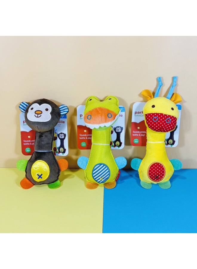 Bbsky Crocodile Donkey Monkey Infant Hand-held Rattle BB Stick Baby Toy 0.055-Color:Beige Bear ]  - Image 4