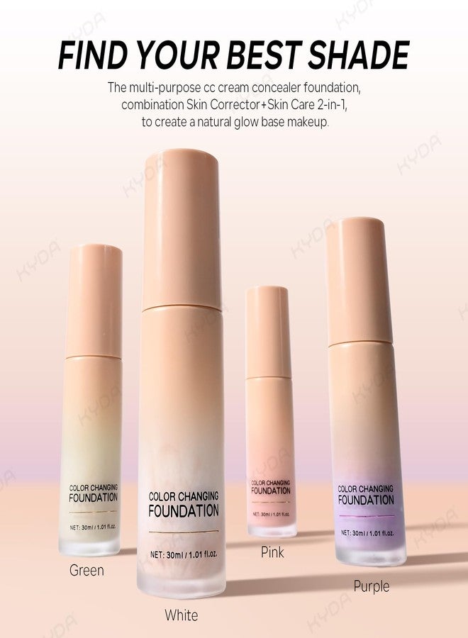 KYDA كيدا كريم أساس يتغير لونه باللون الأخضر، كريم تصحيح اللون CC مع سنتيلا، يوحد لون البشرة الحمراء، خفيف الوزن وغير دهني، مرطب، تغطية خفيفة، خافي عيوب للوجه متعدد الاستخدامات مع لمسة طبيعية - Image 5