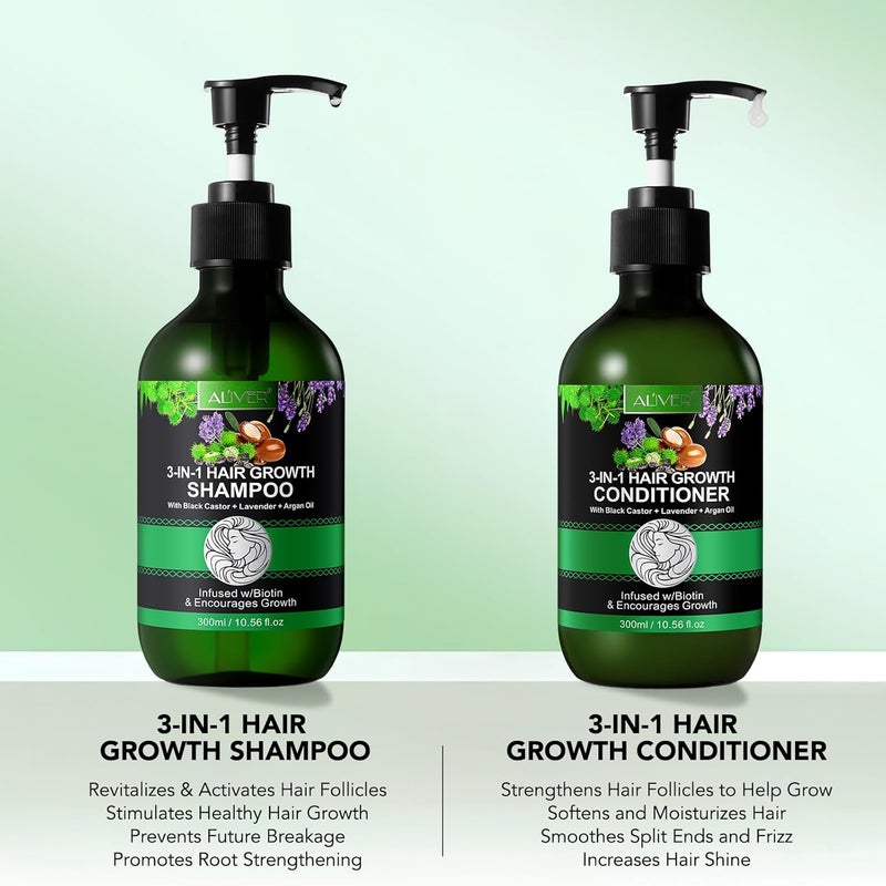 Black Castor Biotin Shampoo and Conditioner for Hair Growth 10.56 Oz (300ml), Moisture, Strenthen and Thicken Hair, Anti Dandruff - Image 4