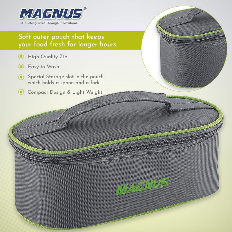 Magnus Olive-3 Prime Steam Lock Stainless Steel Lunch Box for Kids, Lunch Boxes for Office Men, Women, Leak-Proof Containers with Carry Case, Airtight Food Storage for School, Picnic - Image 5