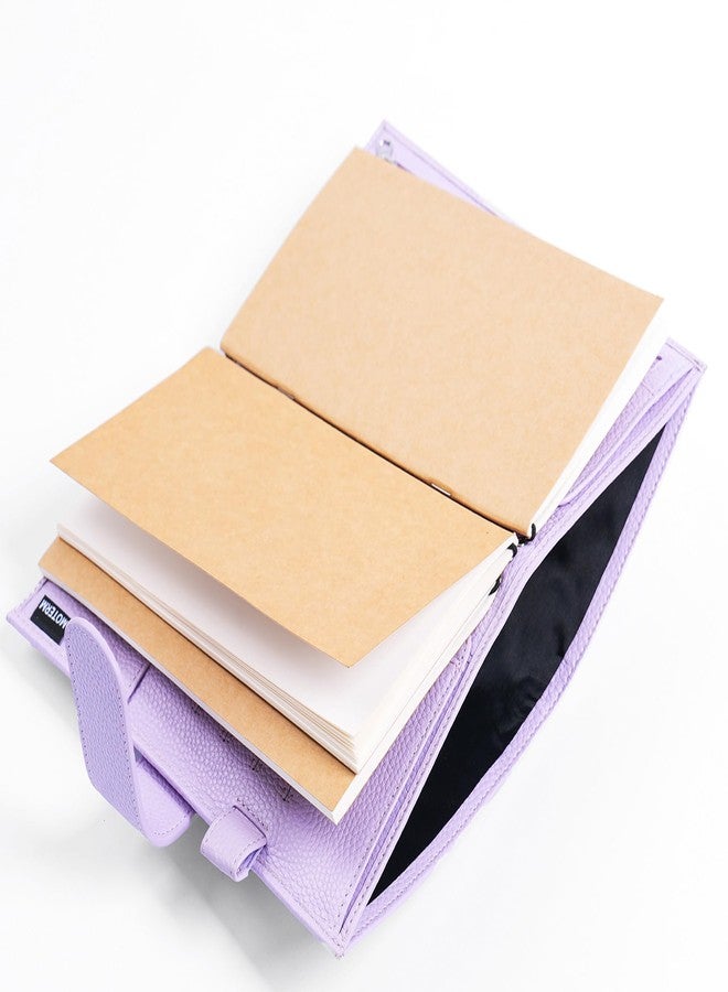 Moterm Companion Traveler's Notebook Cover - Upgraded Design with Back Pocket (Standard Size, Pebbled-Lavender) - Image 5