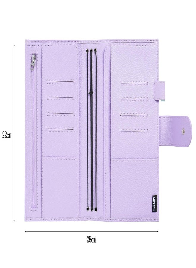 Moterm Companion Traveler's Notebook Cover - Upgraded Design with Back Pocket (Standard Size, Pebbled-Lavender) - Image 2