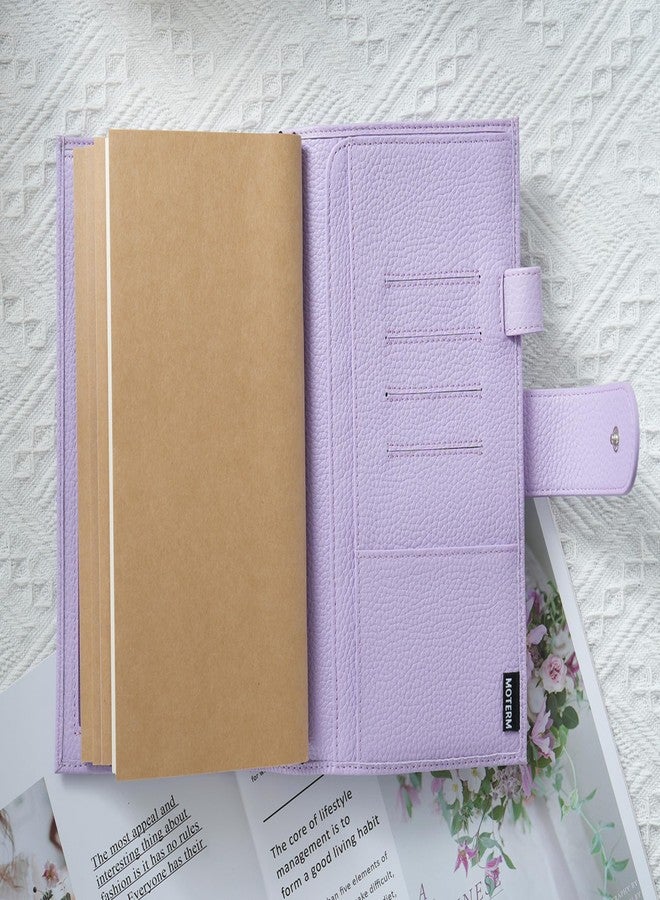Moterm Companion Traveler's Notebook Cover - Upgraded Design with Back Pocket (Standard Size, Pebbled-Lavender) - Image 4