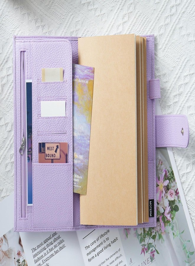 Moterm Companion Traveler's Notebook Cover - Upgraded Design with Back Pocket (Standard Size, Pebbled-Lavender) - Image 3