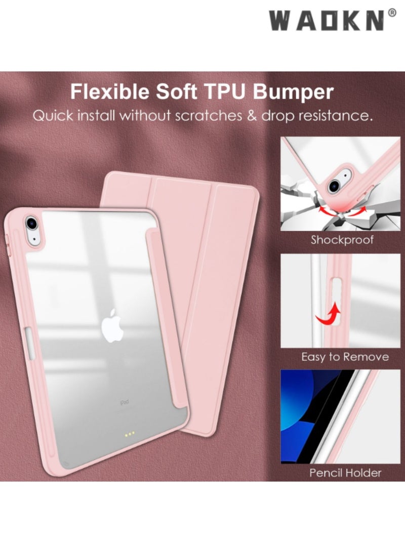 دبليو أيه أو كي أن الجيل العاشر من آي باد 10.9 بوصة حالة واقية ، ذكية حالة واقية مع القلم الأخدود ، صدمة برهان تغطية كاملة حالة واقية ، التلقائي النوم / الاستيقاظ وظيفة ، دائم تصميم عصري ، الوردي - Image 4