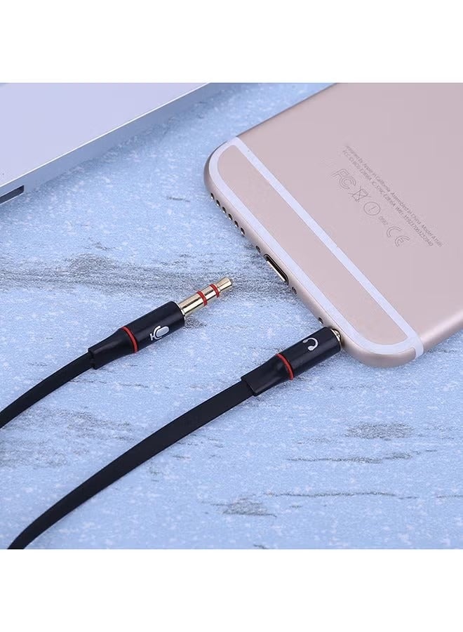Coconut Female To 2 3.5mm Male Plug Y Splitter Stereo Mic Audio Adapter Cable Black - Image 2
