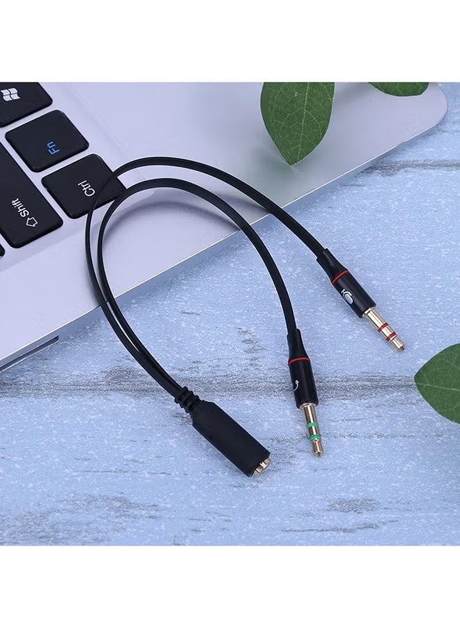 Coconut Female To 2 3.5mm Male Plug Y Splitter Stereo Mic Audio Adapter Cable Black - Image 3