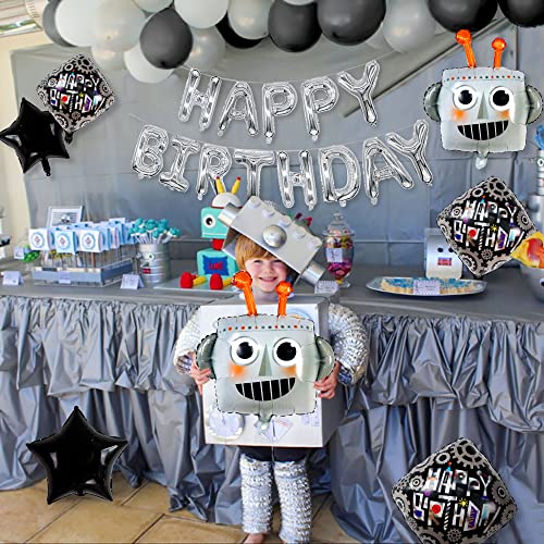 Roaring Good Time 31 PCS Robot Birthday Party Supplies Robot Birthday Balloons Favors Cake Cupcake Decoration robot happy birthday Banner robot Party Supplies - Image 5