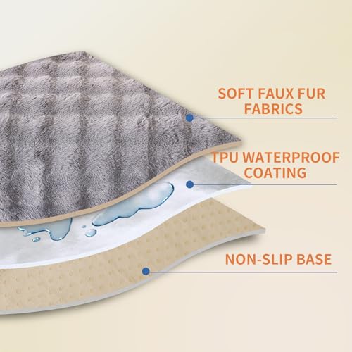 Hittun Waterproof Dog Bed Cover Non Slip Couch Covers for Dogs Washable Soft Faux Fur Sofa Cover Couch Covers for 3 Cushion Couch Sofa Pet Friendly (Grey) - Image 3