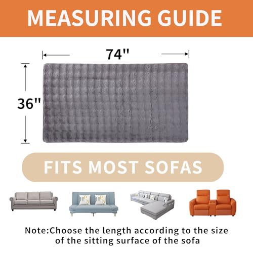 Hittun Waterproof Dog Bed Cover Non Slip Couch Covers for Dogs Washable Soft Faux Fur Sofa Cover Couch Covers for 3 Cushion Couch Sofa Pet Friendly (Grey) - Image 4