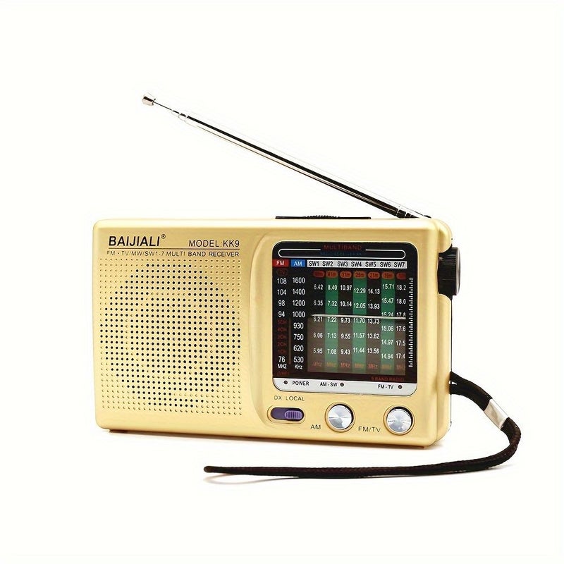 راديو محمول مع مكبر صوت، AM FM SW، مدخل سماعة رأس، يعمل ببطاريتين AA، لون أسود طراز KK9، للاستخدام الداخلي والخارجي والتخييم وحالات الطوارئ - Image 5