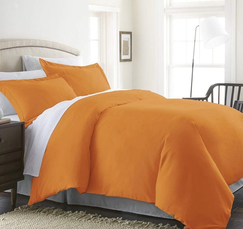 CELINE LINEN Wrinkle  Fade Resistant 3Piece Duvet Cover Set  Protects and Covers Your ComforterDuvet Insert 1500 Series Luxurious 100  Silky Soft KingCali King Elite Orange