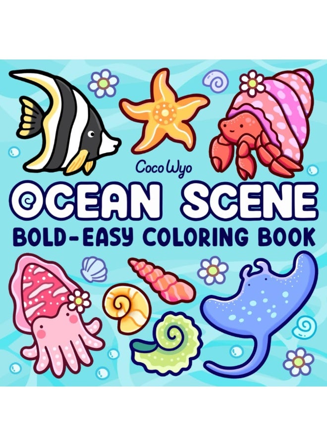 Generic Ocean Scene: Coloring Book for Adults and Kids, Bold and Easy Designs for Relaxation with Sea Life  - Image 1