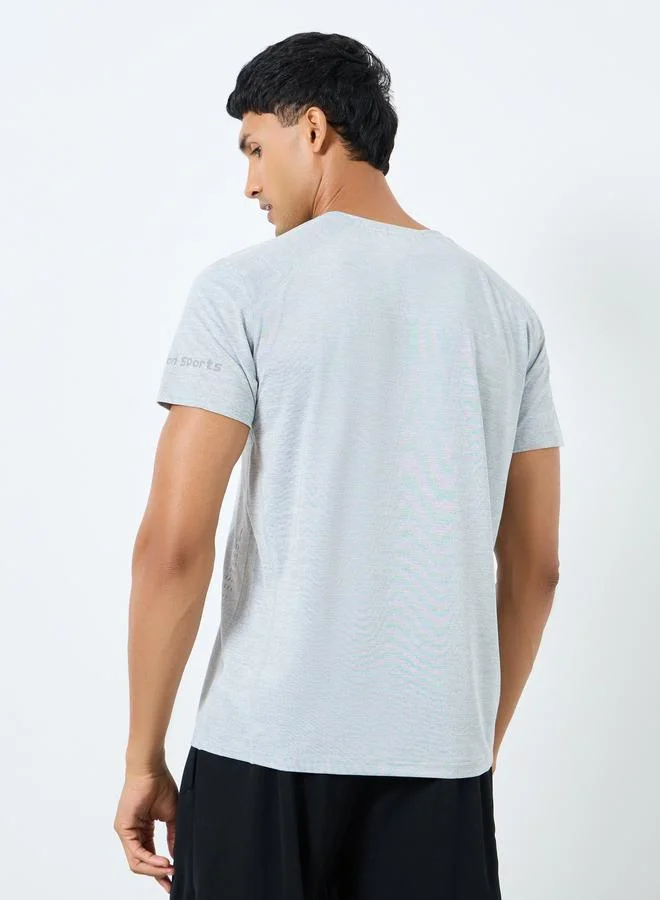 ستايلي Styli Panel Detailing Quick Dry T-Shirt with Print Detail