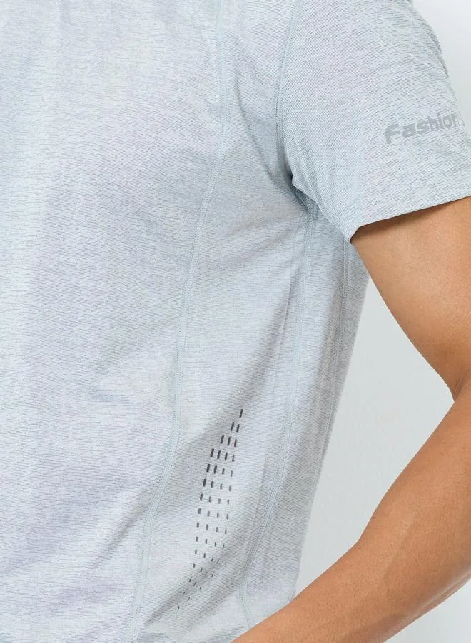 ستايلي Styli Panel Detailing Quick Dry T-Shirt with Print Detail