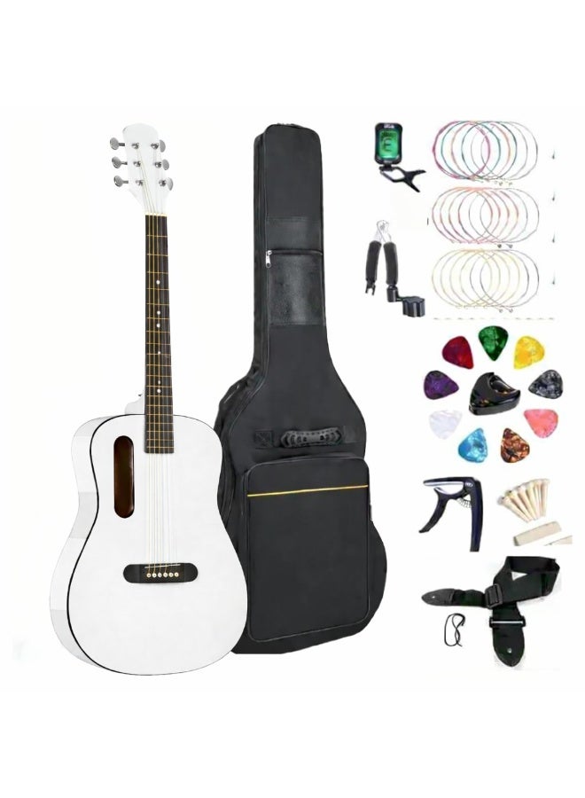 GS-X1 Signature Series Made With African Wood Portable  Guitars With a Combo Of Beginner Kit. (White)