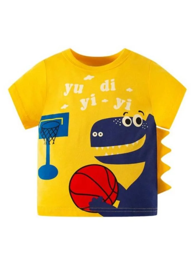 YUNIQEE Yellow Printed Short Sleeve Crew Neck T-Shirt