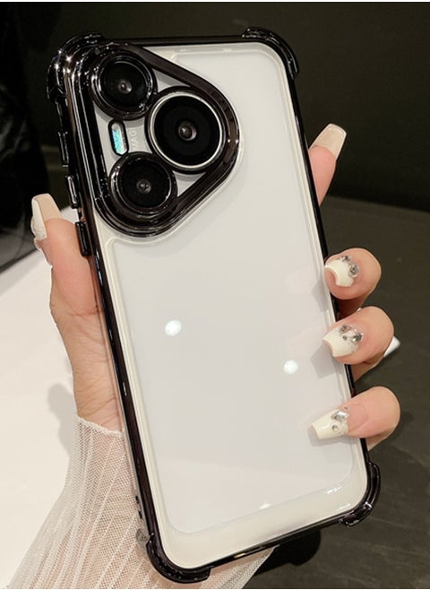 Huawei Pura 70 Pro Exclusive Case(Not for Pura 70), 4-Corner Airbag Protection | Reinforced Camera Lens Protector & Scratch-Resistant Coating | Shockproof Protective Cover for Pura 70 Pro - Deep Black