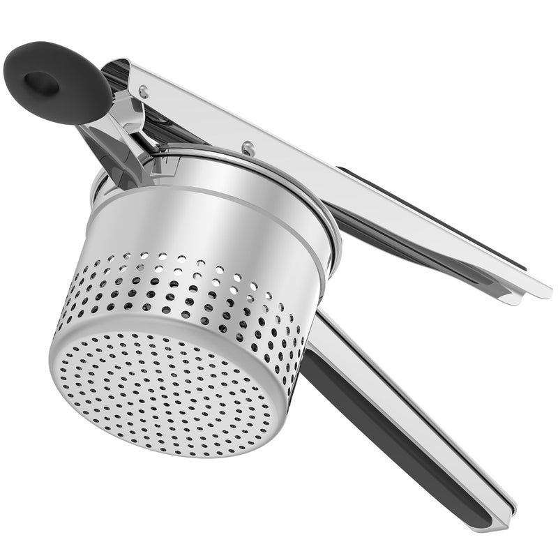 GloTika Large 15oz Potato Ricer, Heavy Duty Stainless Steel Ricer for Mashed Potatoes, Sweet Potato Masher Kitchen Tool with Ergonomic Handle, Press and Mash Kitchen Gadget, Black - Image 1