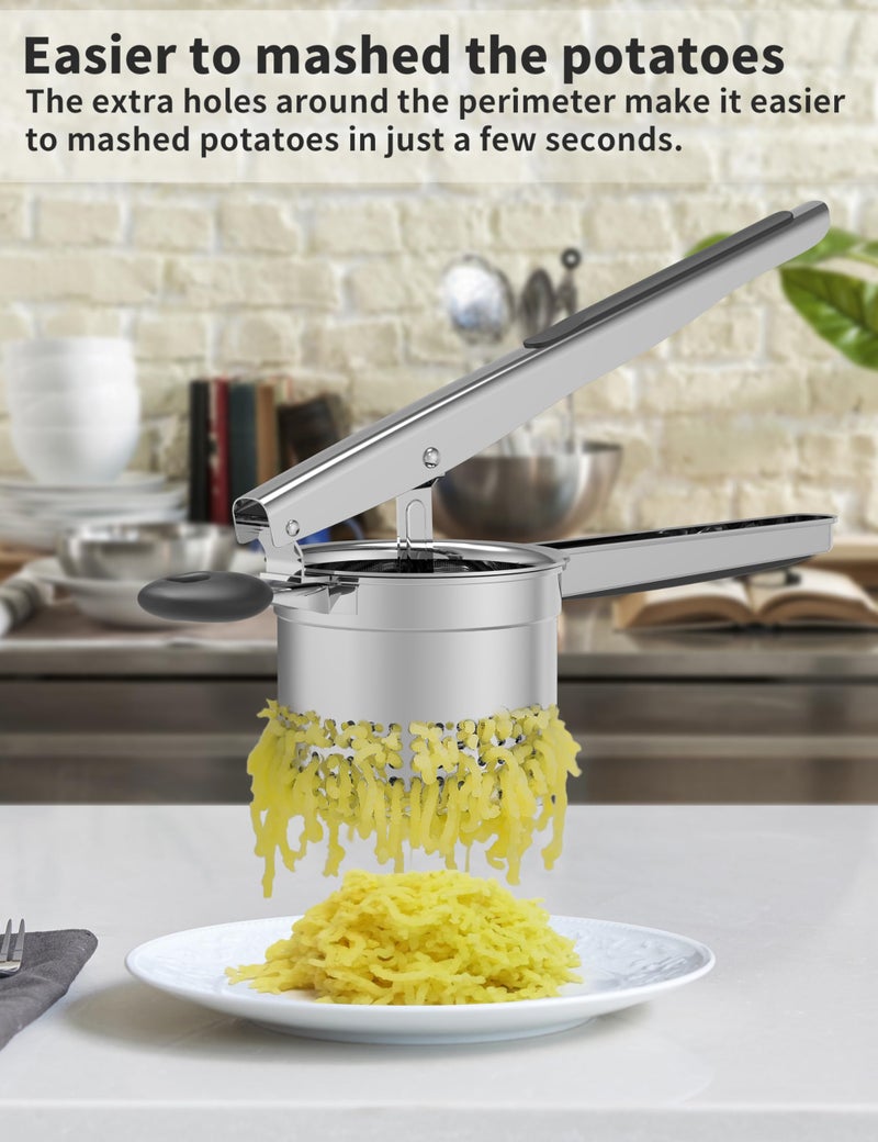 GloTika Large 15oz Potato Ricer, Heavy Duty Stainless Steel Ricer for Mashed Potatoes, Sweet Potato Masher Kitchen Tool with Ergonomic Handle, Press and Mash Kitchen Gadget, Black - Image 3