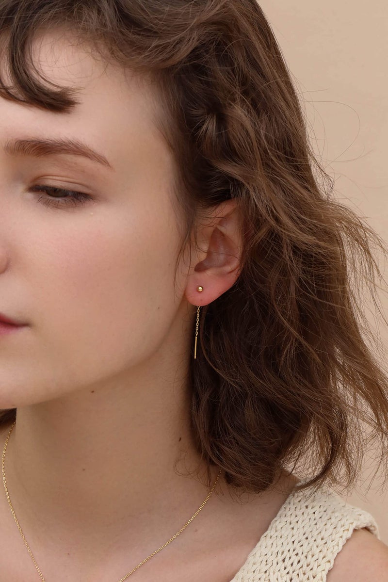 S.Leaf Threader Earrings for Women Threader Earrings Sterling Silver Chain Earrings Tassel Earrings Gold Earrings for Women 3cm - Image 3