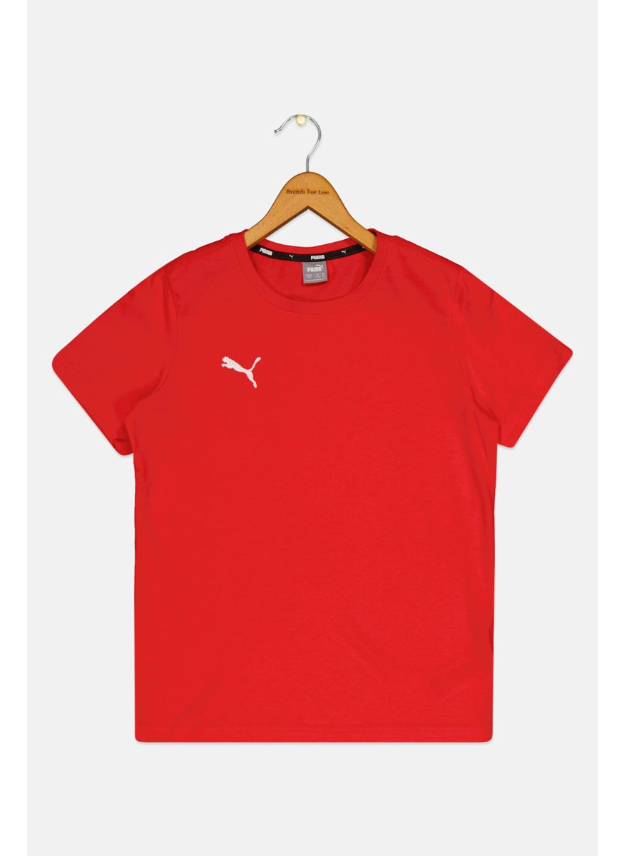 PUMA Kids Boy Embroidered Logo Short Sleeve Outdoor T-Shirt, Red  - Image 1