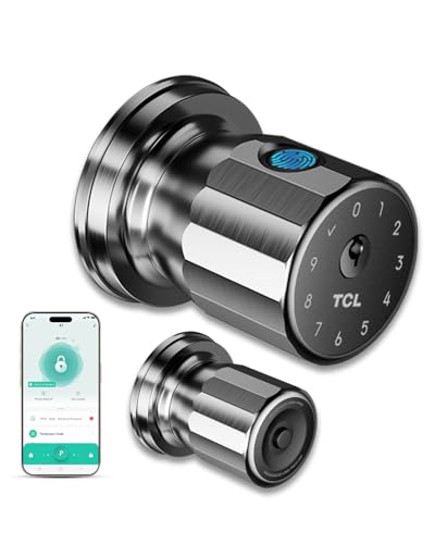 TCL K1 Fingerprint Smart Door Knob 03s Biometric Keyless Entry 4in1 Access with App Control Passcode AutoLock AntiPeep Keypad 100 Fingerprints for Bedroom Apartment Airbnb - Image 1