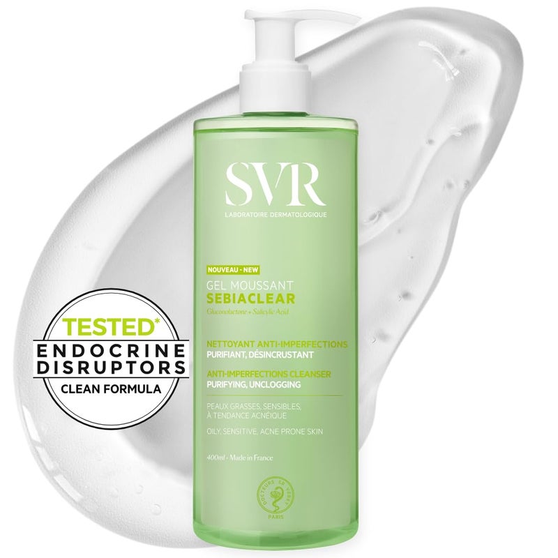 SVR SVR Sebiaclear Face & Body Cleanser with Salicylic Acid for Sensitive Oily to Combination Skin. Soap-free Wash that Eliminates Impurities & Excess Sebum Without Drying the Skin, 13.5 fl.oz 
