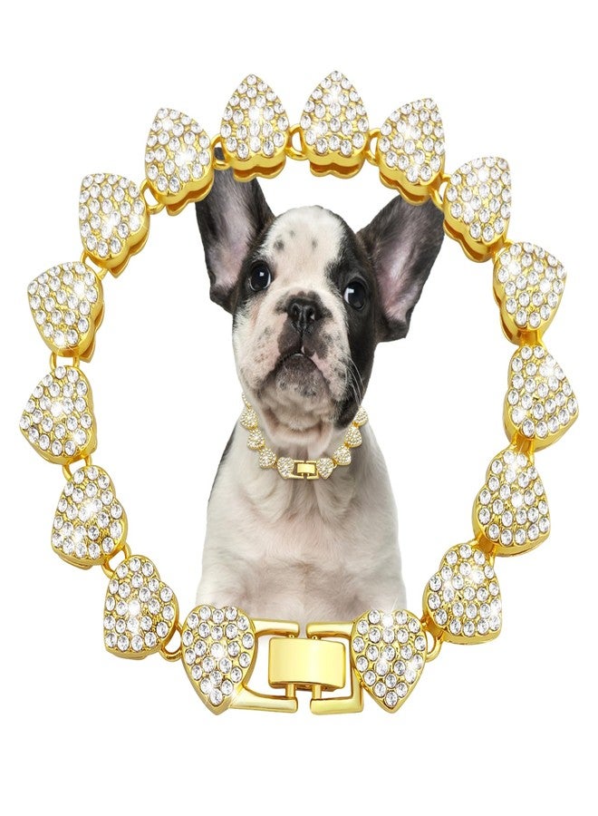 كولودوغو سلسلة تدريب الكلاب المعدنية اللامعة المرصعة بالألماس الكوبي، مزودة بإبزيم آمن، طوق على شكل قلب للحيوانات الأليفة، مناسب للكلاب الكبيرة والمتوسطة الحجم. - Image 1
