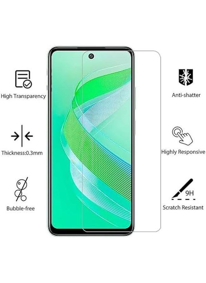 1 Plus 2Pcs Compatible For Infinix Smart 8 Case And Screen Protector Plating Tpu Soft Tempered Glass Cover With 360 Degree Cover Anti Scratch Anti Collision Black Black