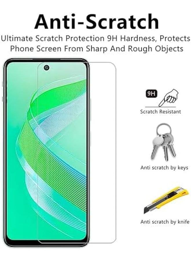 1 Plus 2Pcs Compatible For Infinix Smart 8 Case And Screen Protector Plating Tpu Soft Tempered Glass Cover With 360 Degree Cover Anti Scratch Anti Collision Black Black