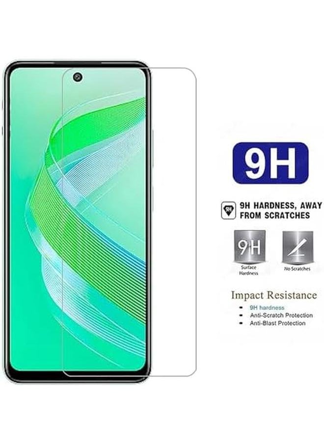 1 Plus 2Pcs Compatible For Infinix Smart 8 Case And Screen Protector Plating Tpu Soft Tempered Glass Cover With 360 Degree Cover Anti Scratch Anti Collision Black Black