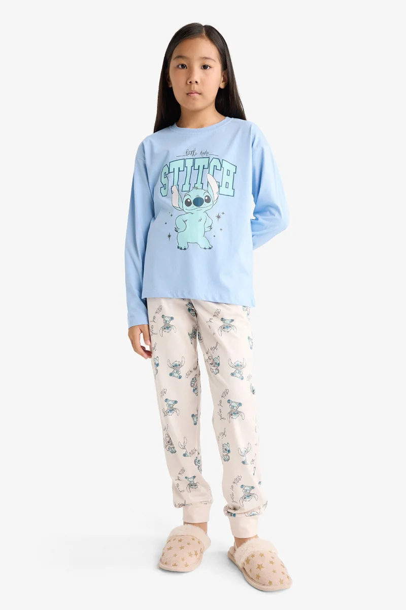 2 piece Regular Fit Lilo & Stitch Licensed Knitted Pyjamas