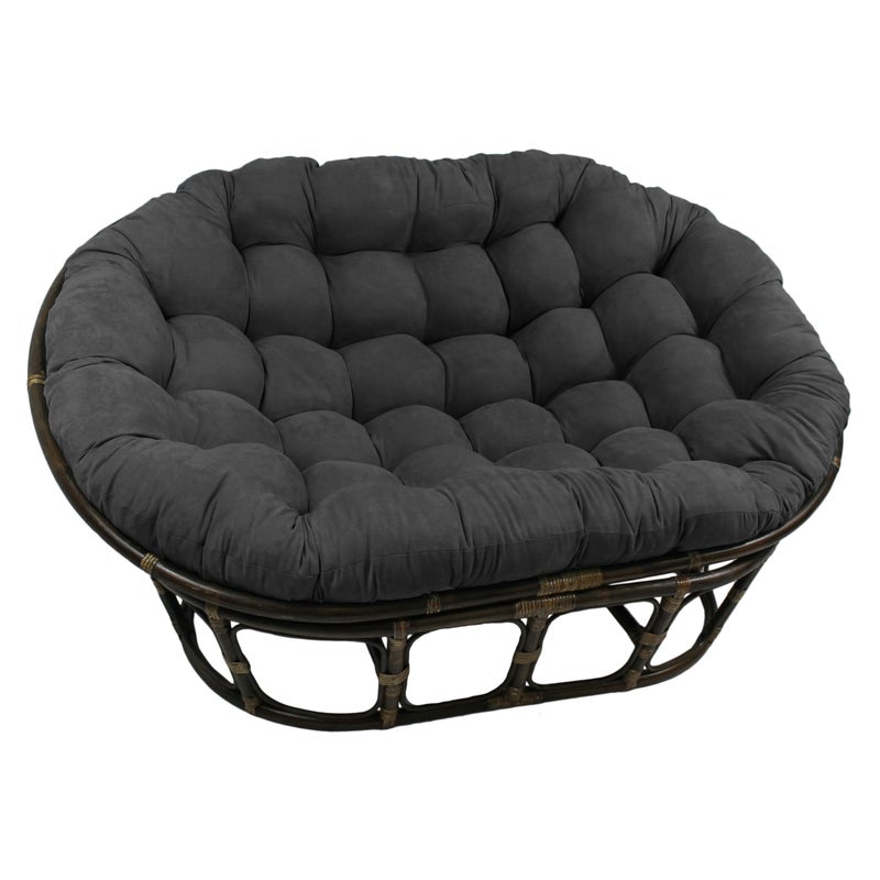 Blazing Needles Proposed Modified ASIN Name: Blazing Needles Microsuede Double Papasan Cushion, 1 Count (Pack of 1), Steel Grey, (Frame NOT Included) - Image 1