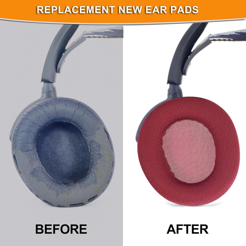 defean Nova Pro Wireless Earpads - Replacement Ear Cushion Ear Pads Compatible with Steelseries Arctis Nova Pro Wireless/Arctis Nova Elite Headphones (Red Mesh Fabric) - Image 5