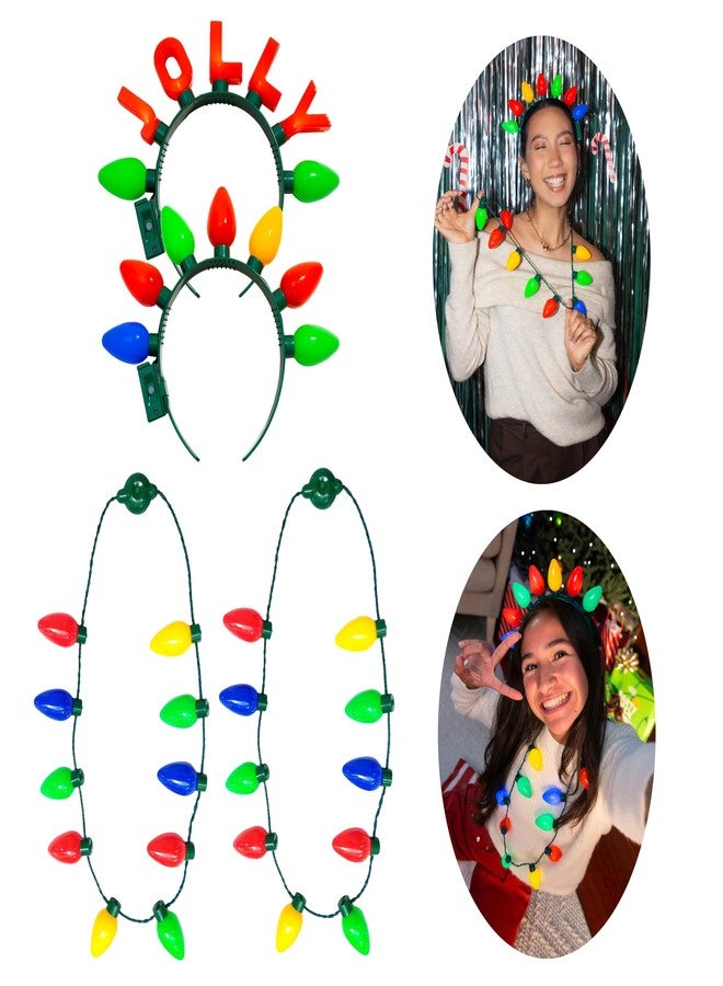 Cool Things Corp Light Up Party Wearables Set - LED Necklaces & Headbands, 3 Light Modes, Party Favor Accessories for Kids & Adults (Christmas Wearables 4 Pack) - Image 1