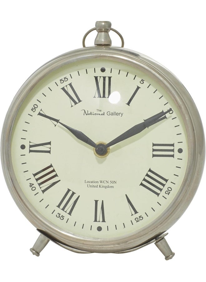 Deco 79 Deco 79 Stainless Steel Metal Decorative Clock Mantel Clock with Ring Top Tabletop Clock 6 x 3 x 7 Silver  - Image 2