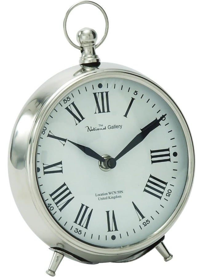 Deco 79 Deco 79 Stainless Steel Metal Decorative Clock Mantel Clock with Ring Top Tabletop Clock 6 x 3 x 7 Silver  - Image 4