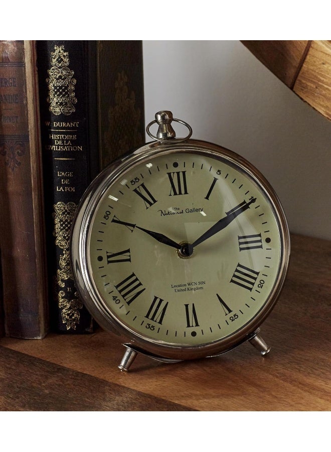 Deco 79 Deco 79 Stainless Steel Metal Decorative Clock Mantel Clock with Ring Top Tabletop Clock 6 x 3 x 7 Silver  - Image 3