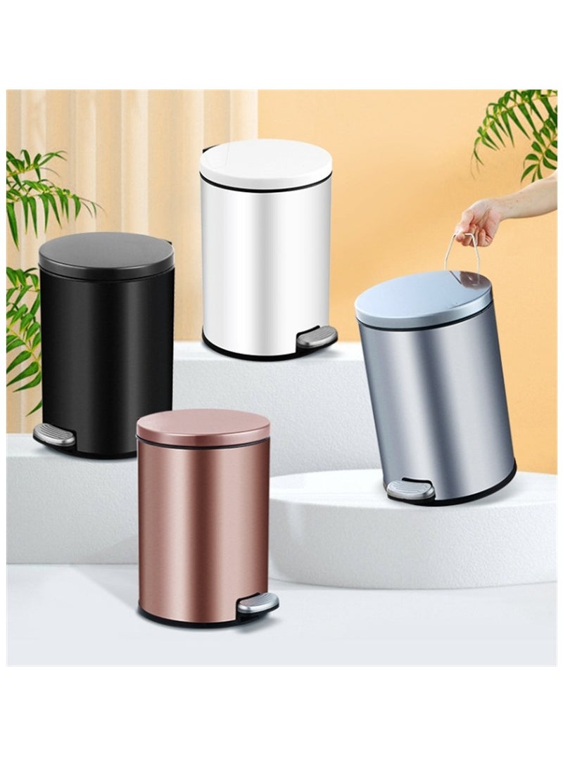 Trash Bin,12 Liter Stainless Steel Pedal Bin，Classic Round Pedal Trash Can, Hands-Free Ideal for Kitchen, Bathroom, Bedroom, Office, Round Shape Trash Can, Gold  - Image 3