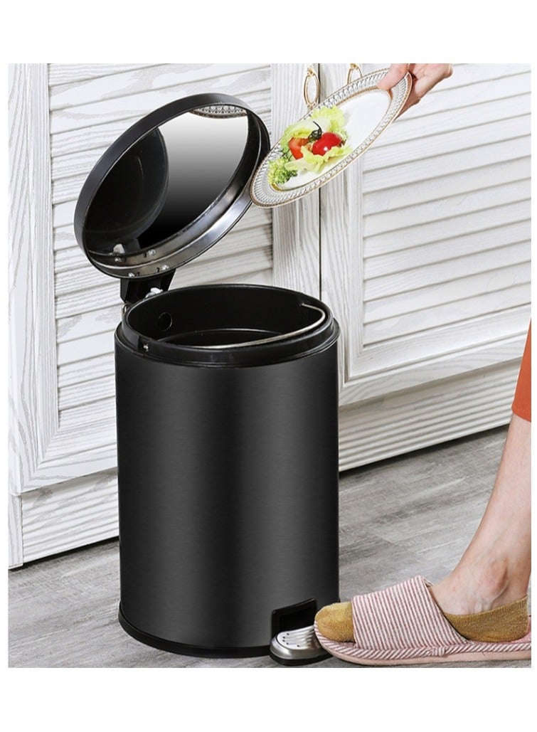 Trash Bin,12 Liter Stainless Steel Pedal Bin，Classic Round Pedal Trash Can, Hands-Free Ideal for Kitchen, Bathroom, Bedroom, Office, Round Shape Trash Can, Gold  - Image 4