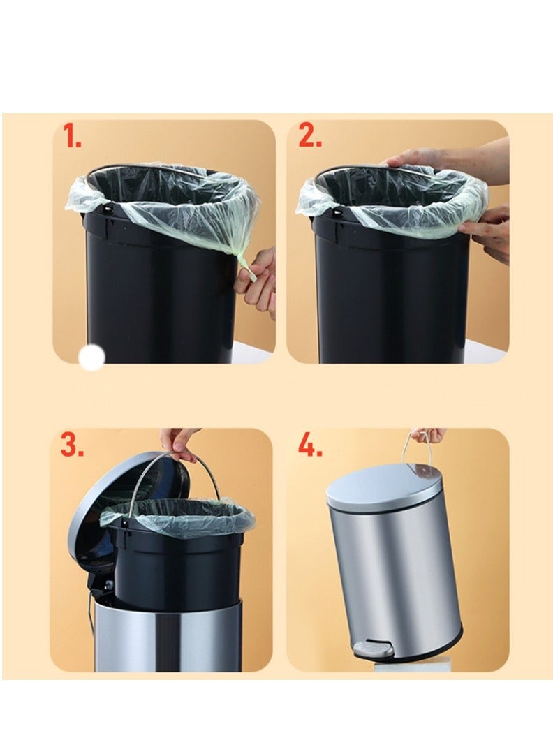 Trash Bin,12 Liter Stainless Steel Pedal Bin，Classic Round Pedal Trash Can, Hands-Free Ideal for Kitchen, Bathroom, Bedroom, Office, Round Shape Trash Can, Gold  - Image 5