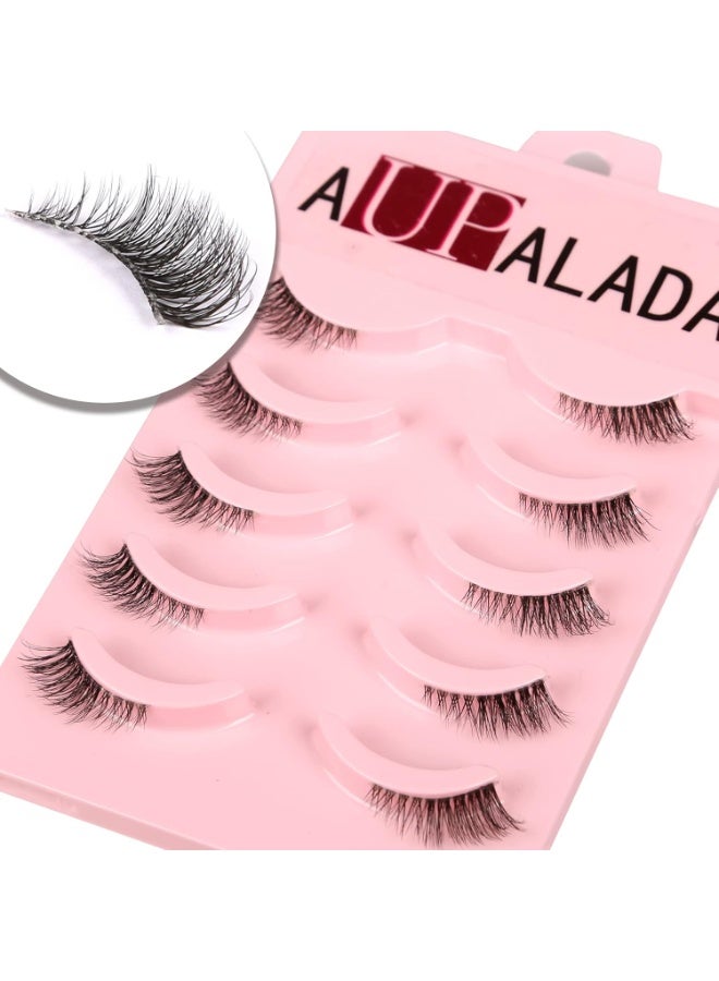 aupalada False Eyelashes Natural Half Lashes Short Wispy Clear Band 1/2 Pack Cat Eye 3D Faux Mink 3/4 Multipack , Lash Clusters, - Image 3