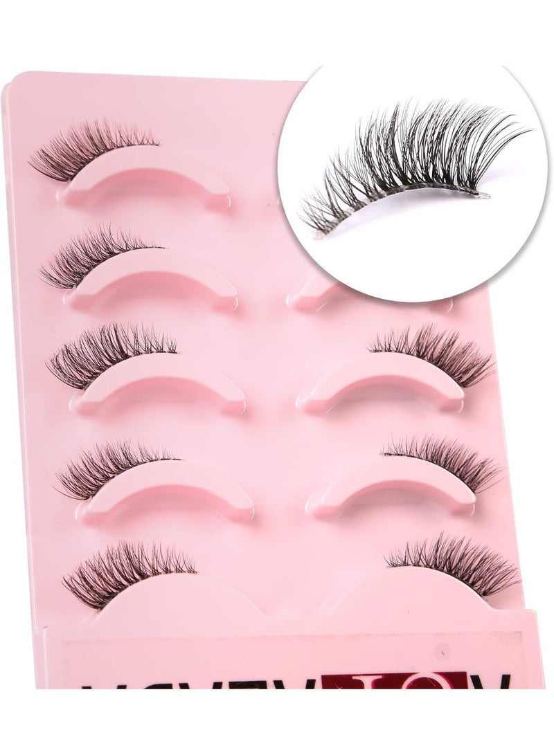 aupalada False Eyelashes Natural Half Lashes Short Wispy Clear Band 1/2 Pack Cat Eye 3D Faux Mink 3/4 Multipack , Lash Clusters, - Image 2