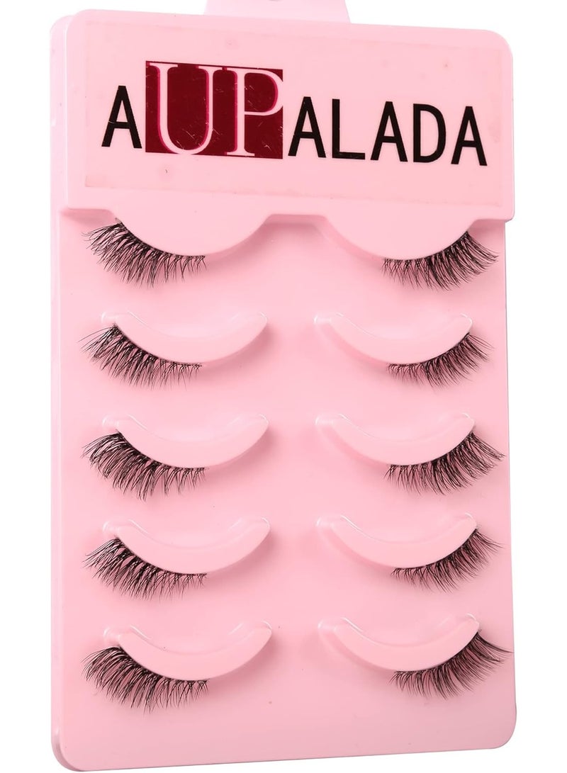 aupalada False Eyelashes Natural Half Lashes Short Wispy Clear Band 1/2 Pack Cat Eye 3D Faux Mink 3/4 Multipack , Lash Clusters, - Image 1