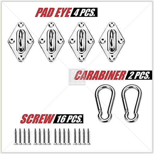 ColourTree سقف شمسى ثقيل التحمل بسعة 1500 رطل من ColourTree مع مجموعة كاملة من المعدات 24 قطعة - للسقف الشمسي المربع والمستطيل - 6 بوصات، فولاذ مقاوم للصدأ 316، مضاد للصدأ - Image 3