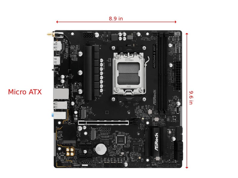 ASRock A620AM-X WiFi Micro-ATX Motherboard | AMD AM5 Socket | Supports Ryzen 9000/8000/7000 | DDR5 8000+ OC | WiFi 5 | 2.5G LAN | BIOS Flashback - Image 2